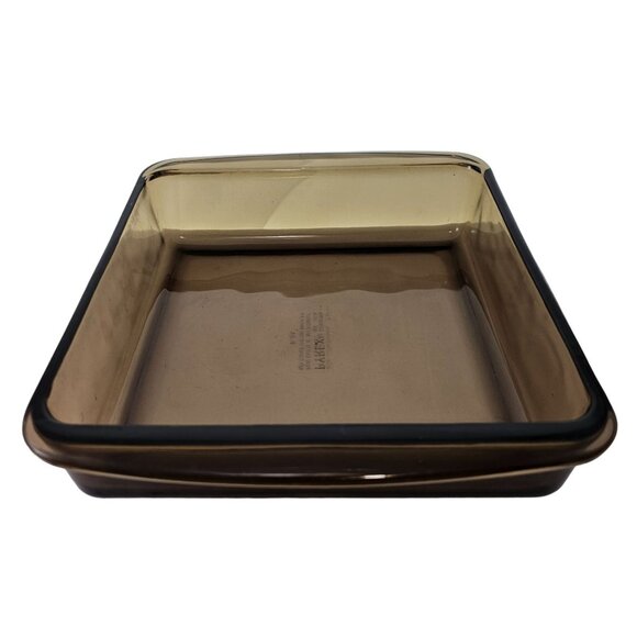 Pyrex Square Brown Baking Dish 8" Fireside glass casserole 2lt/qt cake pan 222 - Picture 2 of 9